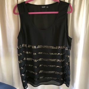 Ana black striped sequin top
